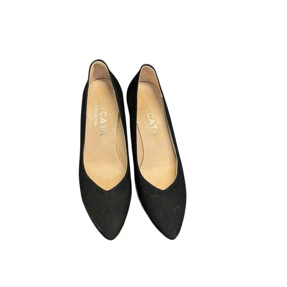 Viscata Barcelona Womens Black V cut Canvas Wedge Espadrilles Euro Size 36 Us 6 - Picture 3 of 11